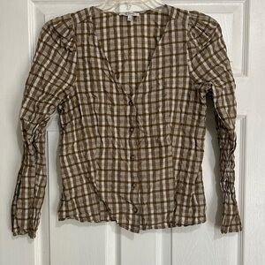 Madewell Brown Plaid Button-Down Shirt